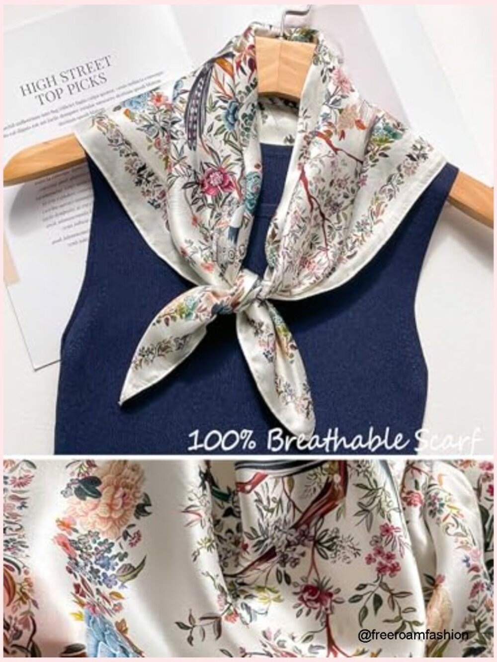 Silky Satin Scarf for Women - Lightweight Square Hair Wrap 27.5" - Picture 4 of 7